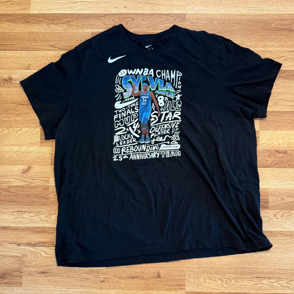 Sylvia Fowles Minnesota Lynx Nike T-Shirt XXL Black WNBA Legend 25th Anniversary